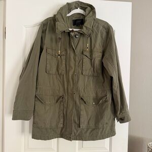 J.Crew Olive Green Utility Jacket | Hooded | Size M
